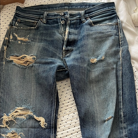 Men's Distressed Blue Jeans - Picture 2 of 7